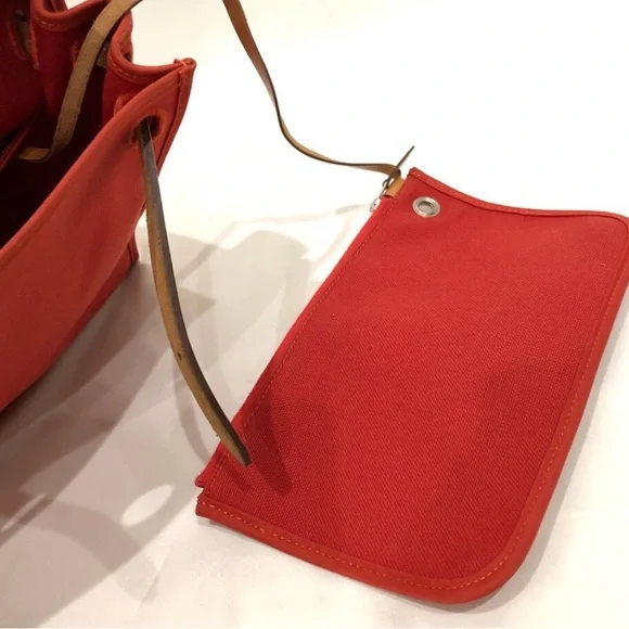 π§‘2X HPπ§‘ Hermes Red/Orange Canvas Herbag SKU #883269 (Gently Used) - Picture 12 of 16